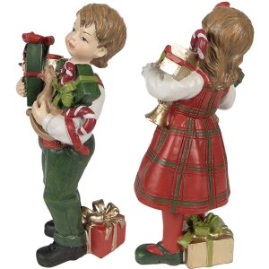 Clayre & Eef 6PR3920 Dekoracja dziecięca czerwona, zielona 7x6x13 - 7x5x13 cm (2 sztuki)