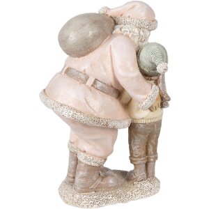 Clayre & Eef 6PR3932 Statuetka dekoracji bożonarodzeniowej Ojciec Gwiazdka różowa 13x11x18 cm