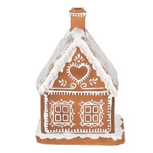 Clayre & Eef 6PR3974 Domek dekoracyjny z LED brązowy 13x13x18 cm- 3xAAA