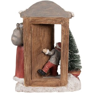 Clayre & Eef 6PR4945 Dekoracja świąteczna Ojciec Gwiazdka LED czerwono-brązowa 18x8x22 cm
