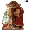 Clayre & Eef 6PR4945 Dekoracja świąteczna Ojciec Gwiazdka LED czerwono-brązowa 18x8x22 cm