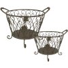 Koszyk do przechowywania Clayre & Eef (zestaw 2 sztuk) zielony, brązowy 41x33x29 - 35x28x24 cm