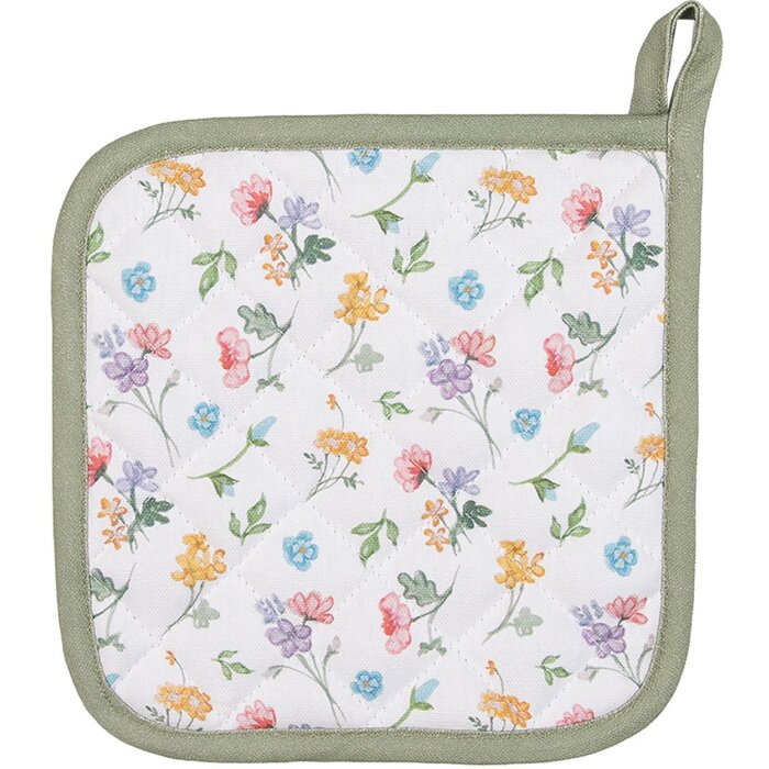 Clayre & Eef CFL45 Podkładka pod garnek biały, zielony 20x20 cm