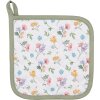 Clayre & Eef CFL45 Podkładka pod garnek biały, zielony 20x20 cm