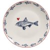 Clayre & Eef talerz obiadowy SSFDP biało-niebieski motyw ryby Ø 20x2 cm porcelana