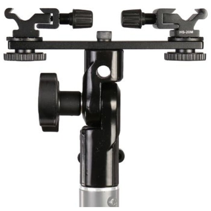 Uchwyt uchylny Falcon Eyes CLD-14A Twin Mount z 2 adapterami gorącej stopki HS-20M
