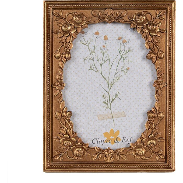 Clayre & Eef 2F1040 Ramka na zdjęcia w kolorze złotym 14x2x19 cm dla 10x15 cm