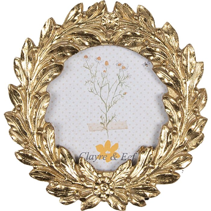 Clayre & Eef 2F1051 Ramka na zdjęcia 11x2x11 cm / Ø 8 cm w kolorze złotym