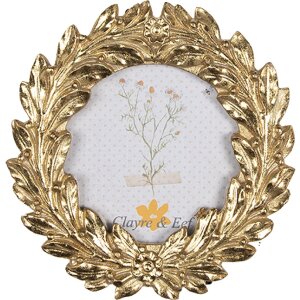 Clayre & Eef 2F1051 Ramka na zdjęcia 11x2x11 cm / Ø 8 cm w kolorze złotym