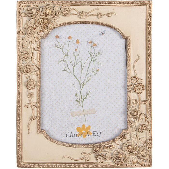 Clayre & Eef 2F1058 Ramka na zdjęcia 18x3x23 cm / 13x18 cm w kolorze beżowo-złotym