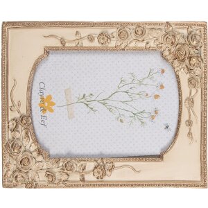 Clayre & Eef 2F1058 Ramka na zdjęcia 18x3x23 cm / 13x18 cm w kolorze beżowo-złotym
