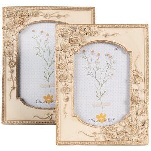Clayre & Eef 2F1058 Ramka na zdjęcia 18x3x23 cm / 13x18 cm w kolorze beżowo-złotym