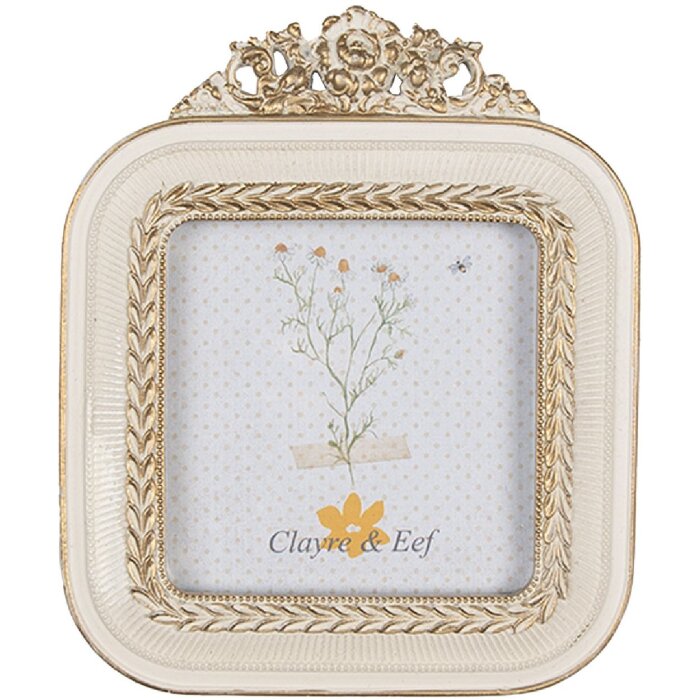Clayre & Eef 2F1059 Ramka na zdjęcia 11x2x13 cm / 9x9 cm w kolorze białego złota