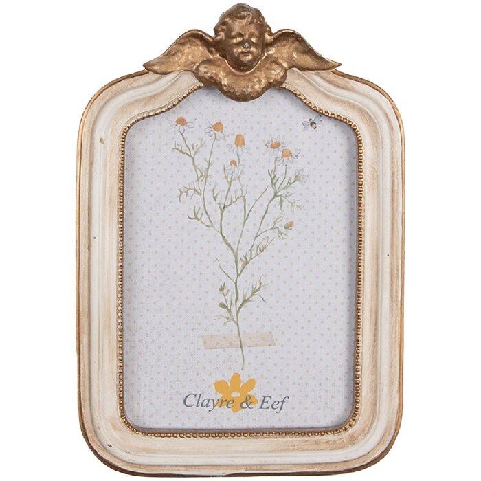 Clayre & Eef 2F1091 Ramka na zdjęcia 14x3x20 cm / 10x15 cm w kolorze beżowo-złotym
