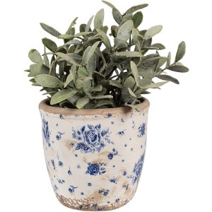 Clayre & Eef 6CE1658S Doniczka dekoracyjna Ø 13x12 cm beżowo-niebieska