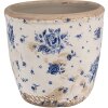 Clayre & Eef 6CE1658S Doniczka dekoracyjna Ø 13x12 cm beżowo-niebieska