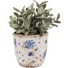 Clayre & Eef 6CE1658S Doniczka dekoracyjna Ø 13x12 cm beżowo-niebieska