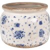 Clayre & Eef 6CE1659L Doniczka beżowo-niebieska Ø 20x15 cm Vintage Style Indoor