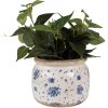 Clayre & Eef 6CE1659L Doniczka beżowo-niebieska Ø 20x15 cm Vintage Style Indoor