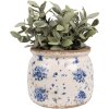 Clayre & Eef 6CE1659M Doniczka dekoracyjna Ø 16x13 cm beżowo-niebieska