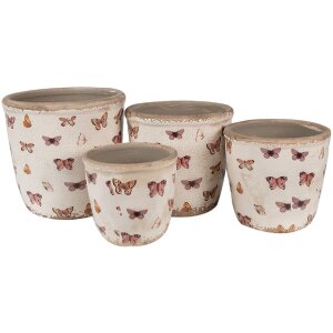 Clayre & Eef 6CE1661S Doniczka dekoracyjna Ø 13x12 cm beżowo-różowa