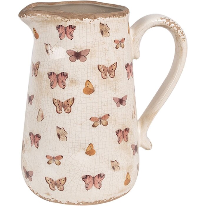 Clayre & Eef 6CE1663L Dzbanek dekoracyjny 21x15x23 cm beżowo-różowy