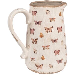 Clayre & Eef 6CE1663L Dzbanek dekoracyjny 21x15x23 cm beżowo-różowy