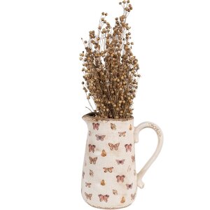 Clayre & Eef 6CE1663L Dzbanek dekoracyjny 21x15x23 cm beżowo-różowy