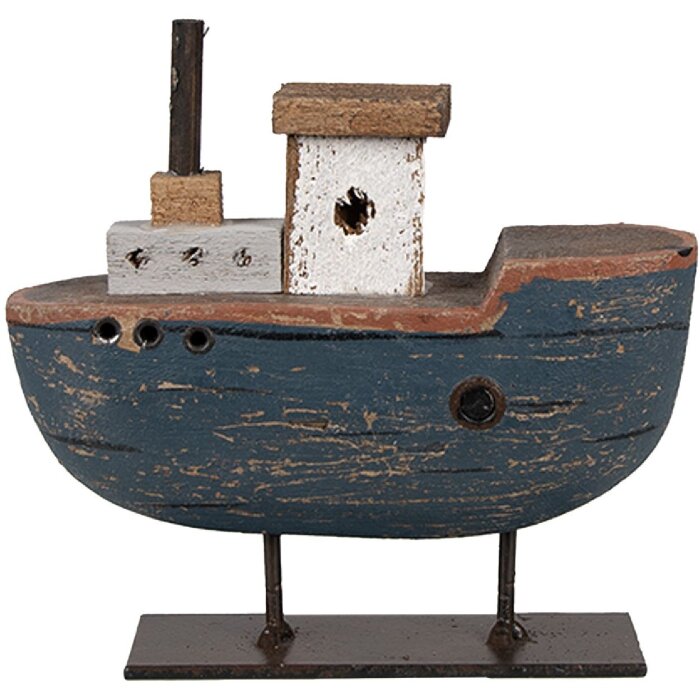 Clayre & Eef 6H2337 Łódka dekoracyjna szaroniebieska 10x3x10 cm