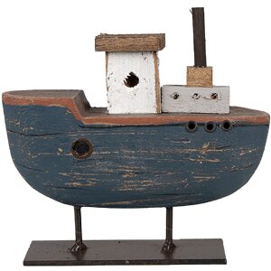 Clayre & Eef 6H2337 Łódka dekoracyjna szaroniebieska 10x3x10 cm