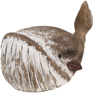 Clayre & Eef 6H2341 Dekoracja Wieloryb 39x15x21 cm Brązowy Biały