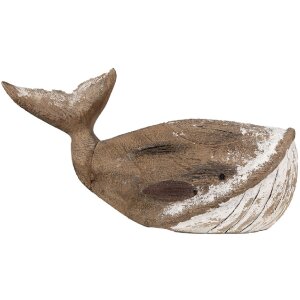 Clayre & Eef 6H2341 Dekoracja Wieloryb 39x15x21 cm Brązowy Biały