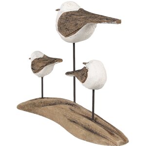 Clayre & Eef 6H2346 Dekoracyjny ptak 17x5x14 cm brązowy biały