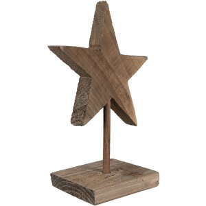 Clayre & Eef 6H2373 Dekoracyjna gwiazda drewniana 15x8x21 cm brązowa