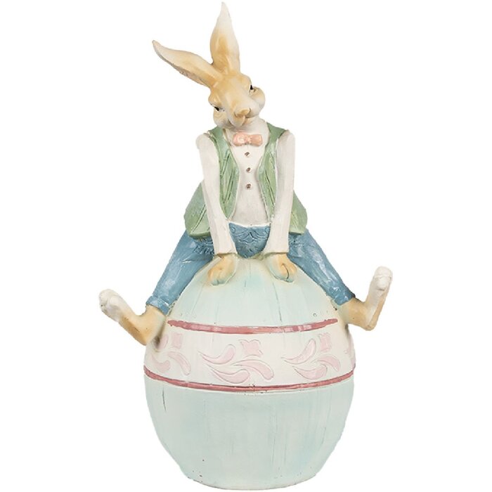 Clayre & Eef 6PR4029 Królik dekoracyjny brązowo-niebieski 15x12x25 cm
