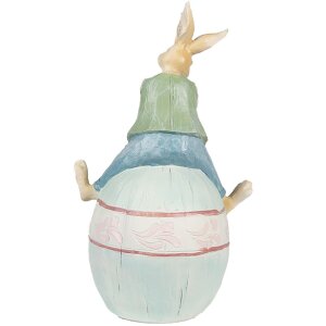 Clayre & Eef 6PR4029 Królik dekoracyjny brązowo-niebieski 15x12x25 cm