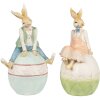 Clayre & Eef 6PR4029 Królik dekoracyjny brązowo-niebieski 15x12x25 cm