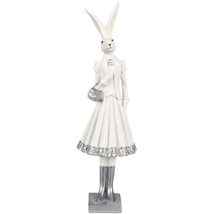 Clayre & Eef 6PR4037 Królik dekoracyjny biały 10x9x32 cm Polyresin Modern