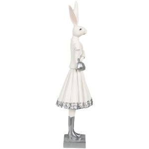 Clayre & Eef 6PR4037 Królik dekoracyjny biały 10x9x32 cm Polyresin Modern
