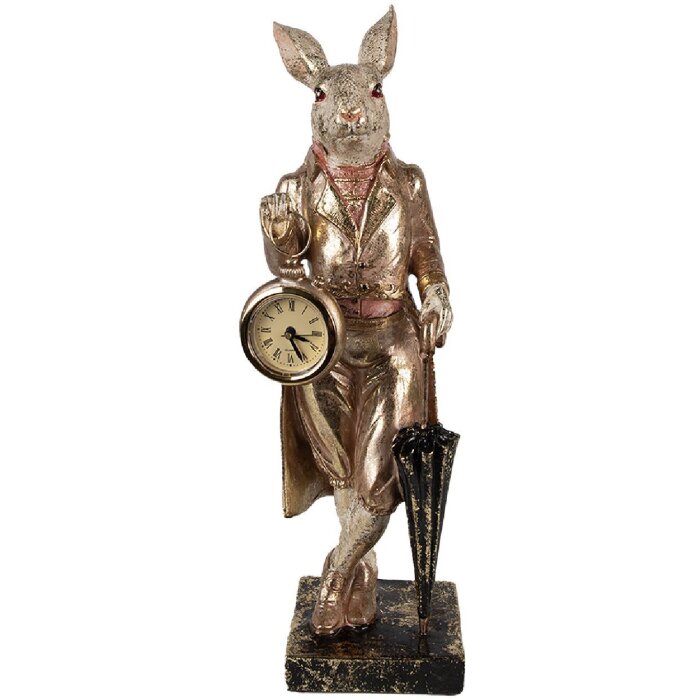 Clayre & Eef 6PR4083 Królik dekoracyjny białe złoto 11x10x35cm