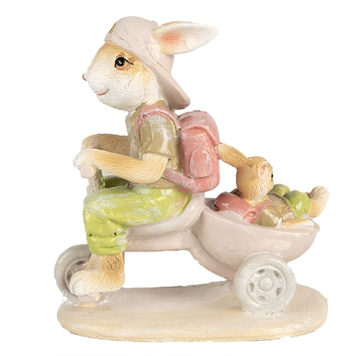 Clayre & Eef 6PR4108 Królik na trójkołowym rowerze 11x6x12 cm Brązowy