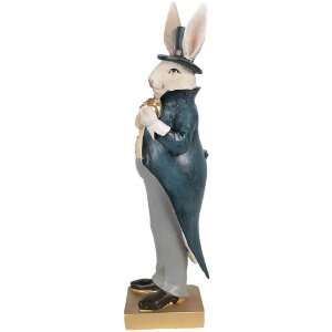 Clayre & Eef 6PR4129 Królik dekoracyjny beżowo-niebieski 10x8x30 cm