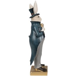 Clayre & Eef 6PR4129 Królik dekoracyjny beżowo-niebieski 10x8x30 cm