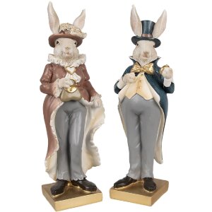 Clayre & Eef 6PR4129 Królik dekoracyjny beżowo-niebieski 10x8x30 cm