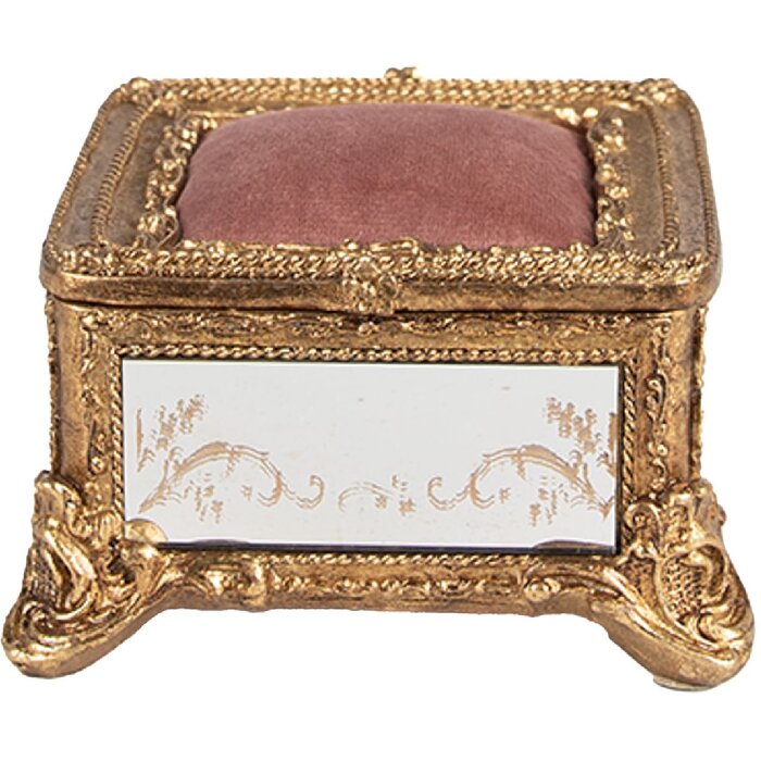 Clayre & Eef 6PR4132 Pudełko na biżuterię w kolorze złotym 12x12x7 cm