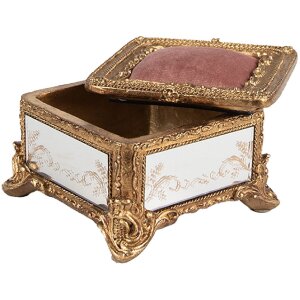 Clayre & Eef 6PR4132 Pudełko na biżuterię w kolorze złotym 12x12x7 cm