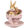 Clayre & Eef 6PR4986 Dekoracyjny królik w kubku 9x7x9 cm Brązowo-różowy