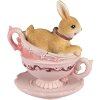 Clayre & Eef 6PR4986 Dekoracyjny królik w kubku 9x7x9 cm Brązowo-różowy