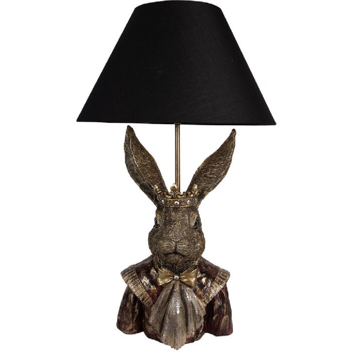 Clayre & Eef 5LMC0033 Lampa stołowa Królik z koroną czarny/brązowy 37x61 cm