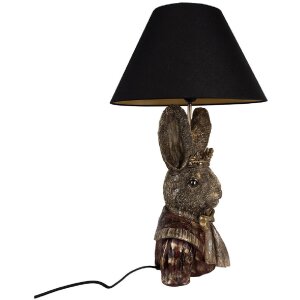 Clayre & Eef 5LMC0033 Lampa stołowa Królik z koroną czarny/brązowy 37x61 cm